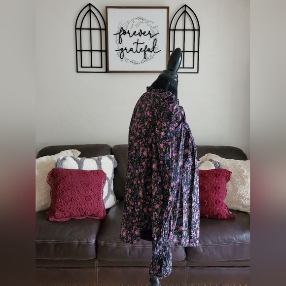 Free People Floral Meant To Be Blouse In Black Combo Size S Boho Chic Classic - Picture 15 of 16